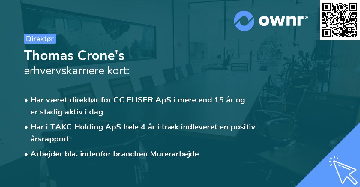 Thomas Crone's erhvervskarriere kort