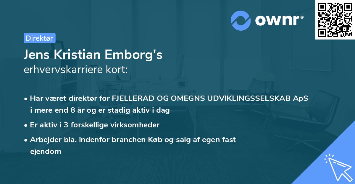 Jens Kristian Emborg's erhvervskarriere kort