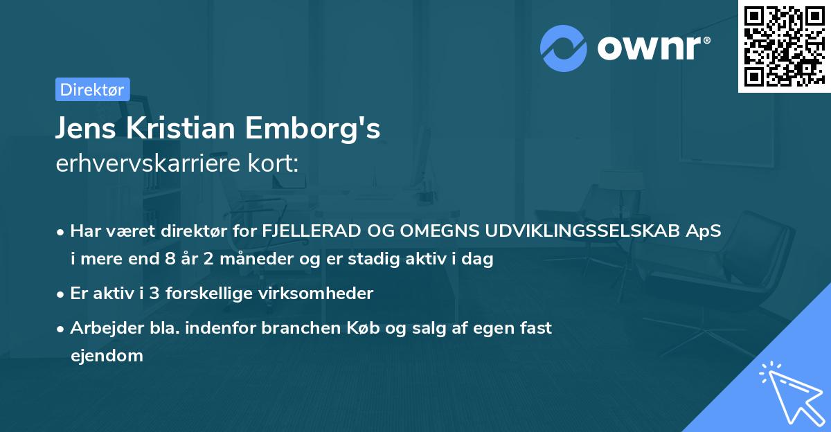 Jens Kristian Emborg's erhvervskarriere kort