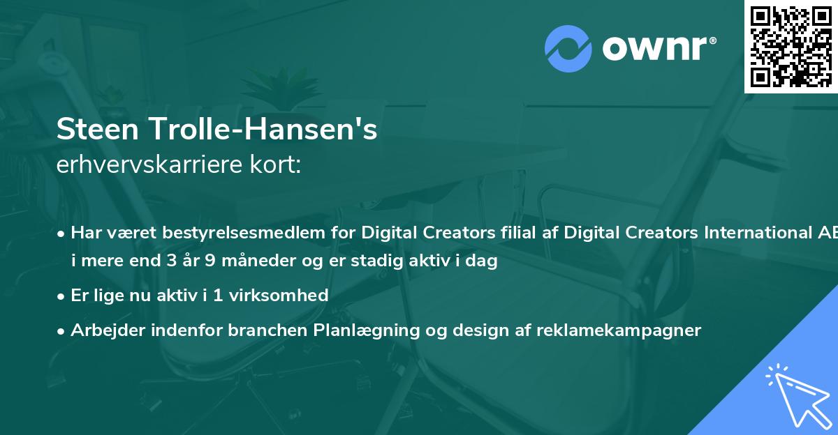 Steen Trolle-Hansen's erhvervskarriere kort
