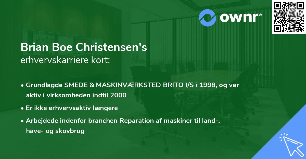 Brian Boe Christensen's erhvervskarriere kort