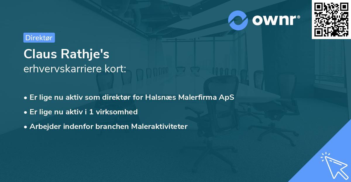 Claus Rathje's erhvervskarriere kort