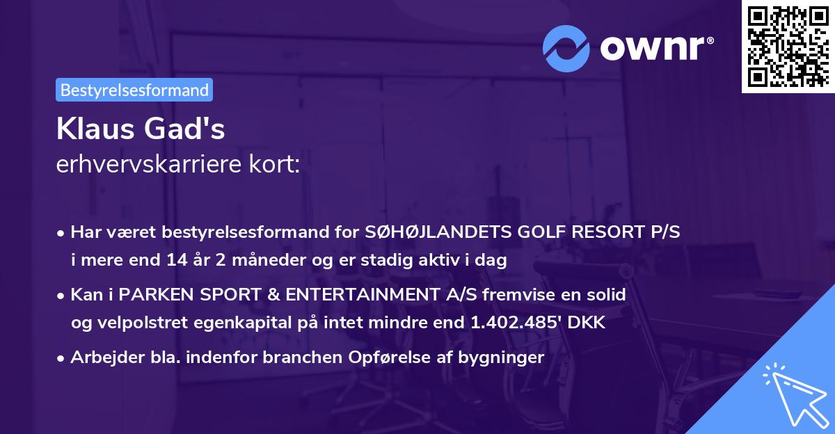 Klaus Gad's erhvervskarriere kort