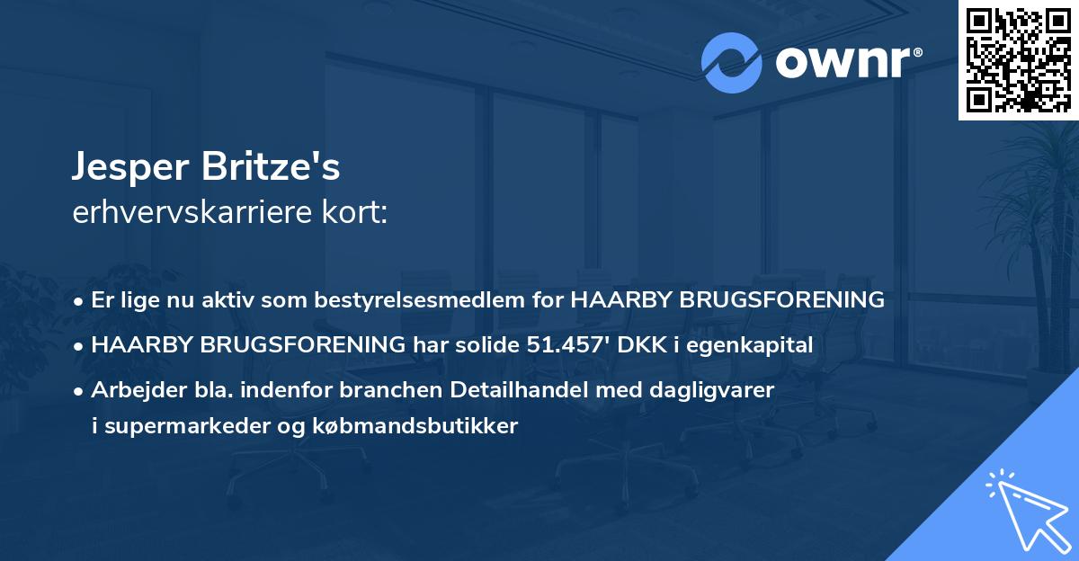 Jesper Britze's erhvervskarriere kort