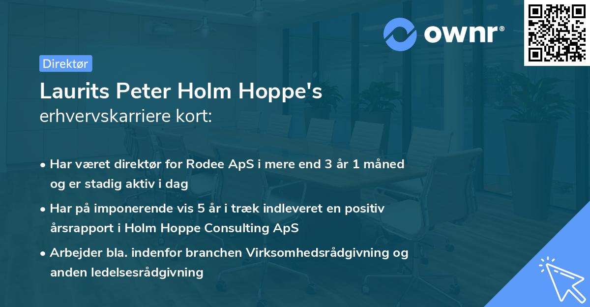 Laurits Peter Holm Hoppe's erhvervskarriere kort