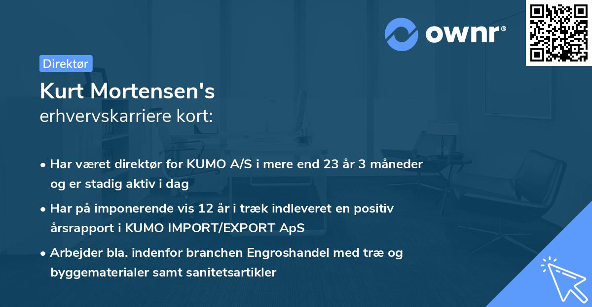 Kurt Mortensen's erhvervskarriere kort