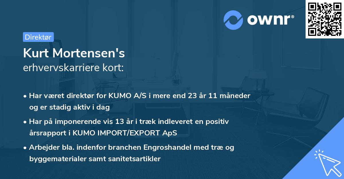Kurt Mortensen's erhvervskarriere kort