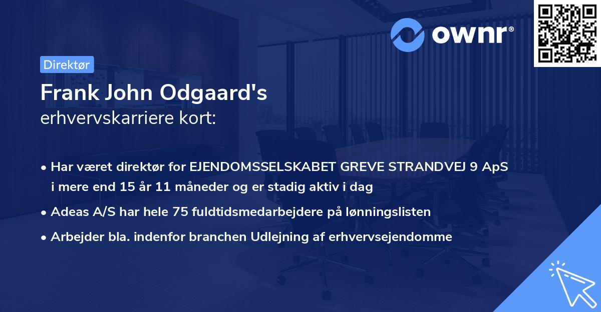 Frank John Odgaard's erhvervskarriere kort