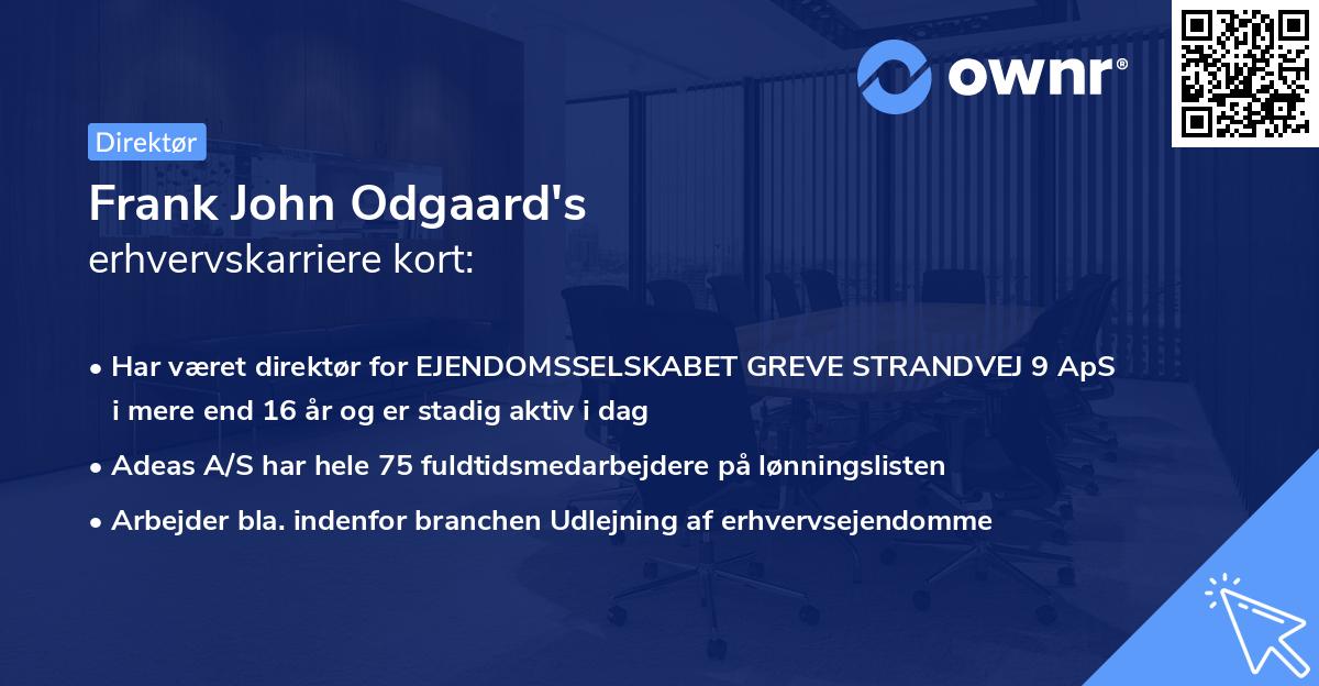 Frank John Odgaard's erhvervskarriere kort