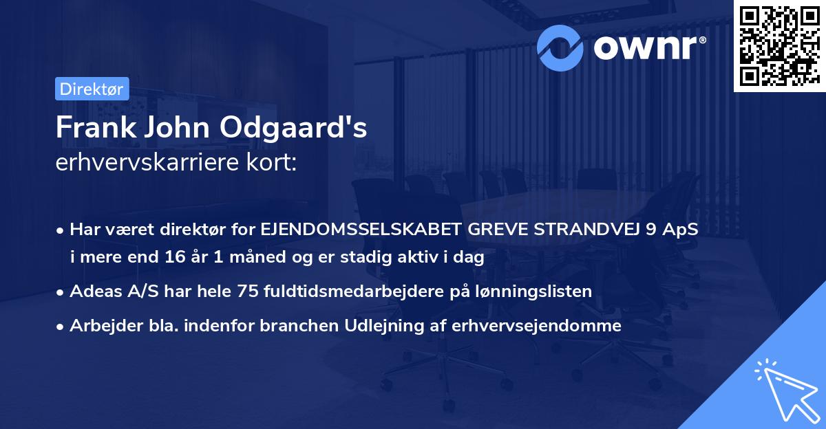 Frank John Odgaard's erhvervskarriere kort