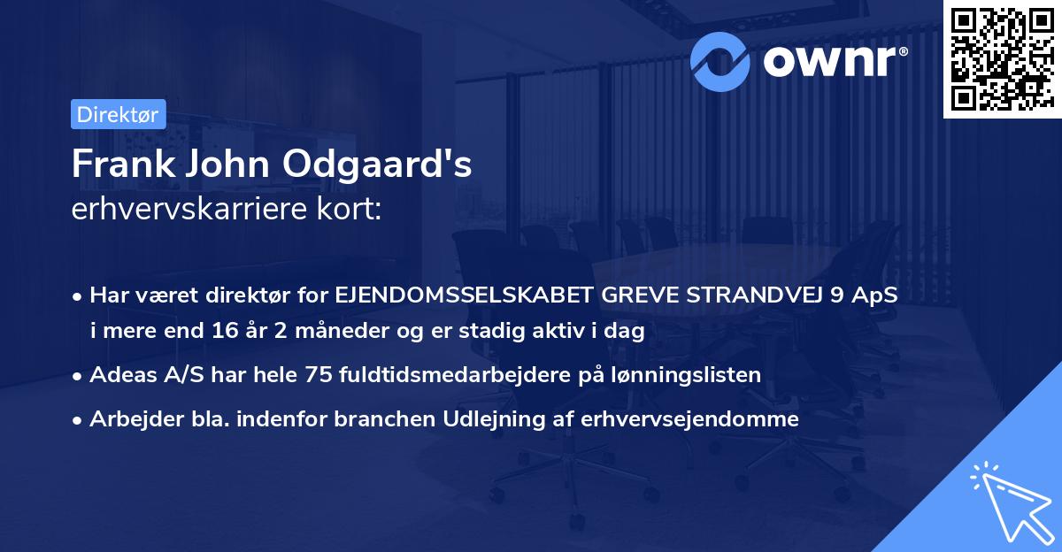Frank John Odgaard's erhvervskarriere kort