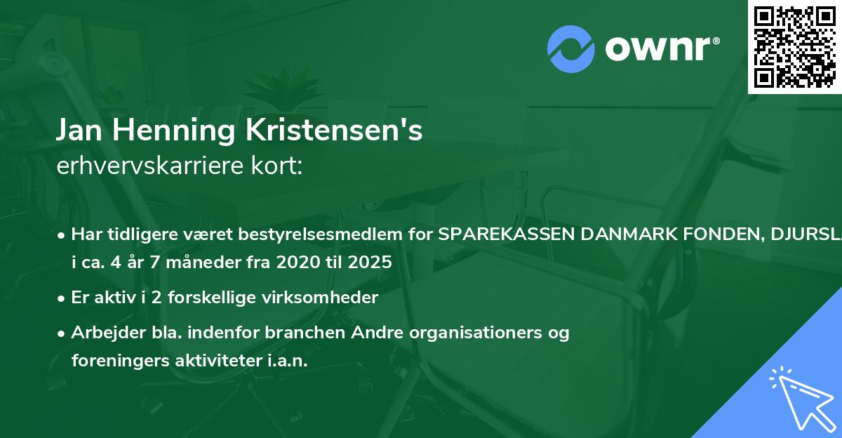 Jan Henning Kristensen's erhvervskarriere kort