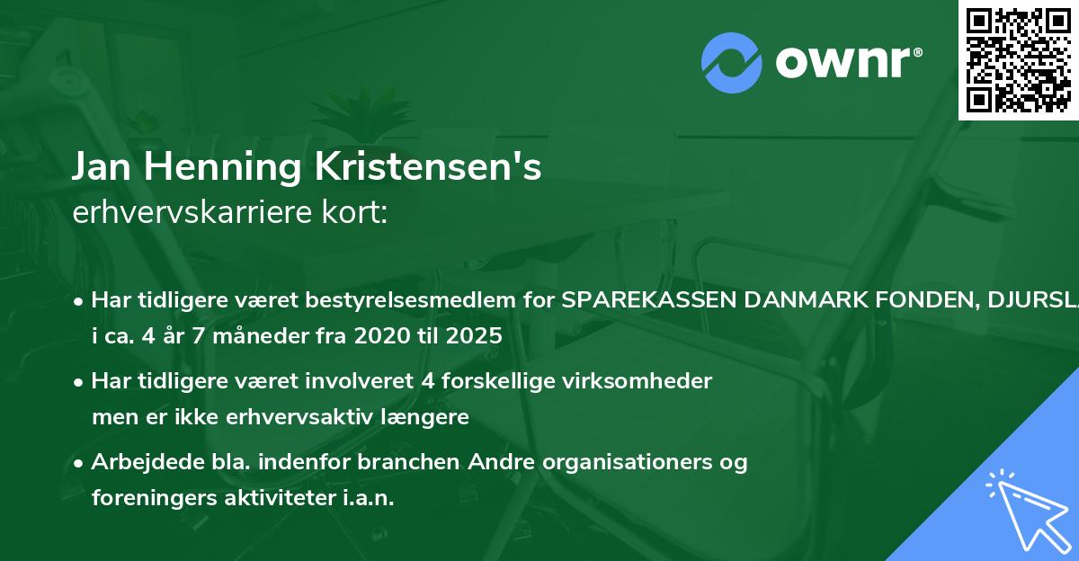 Jan Henning Kristensen's erhvervskarriere kort