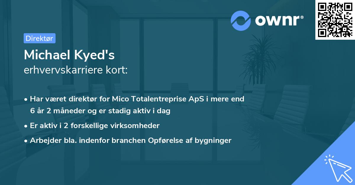 Michael Kyed's erhvervskarriere kort