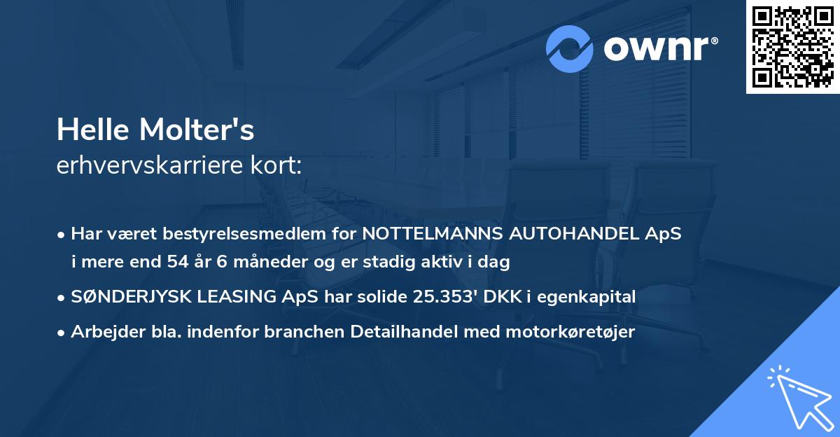 Helle Molter's erhvervskarriere kort