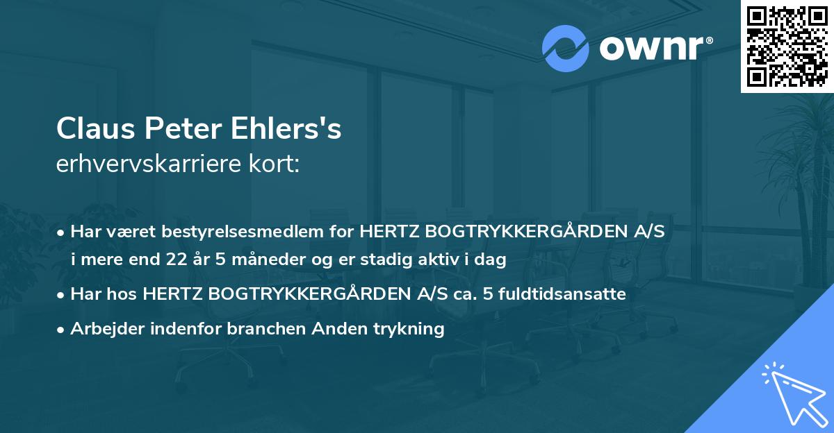 Claus Peter Ehlers's erhvervskarriere kort