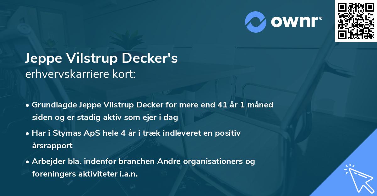 Jeppe Vilstrup Decker's erhvervskarriere kort