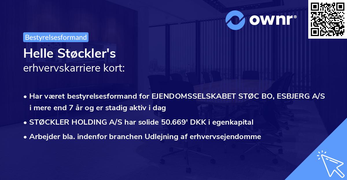 Helle Støckler's erhvervskarriere kort