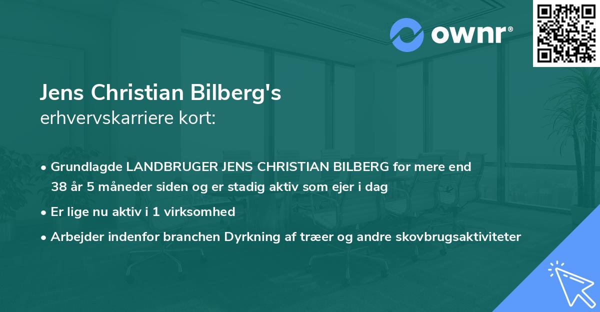 Jens Christian Bilberg's erhvervskarriere kort