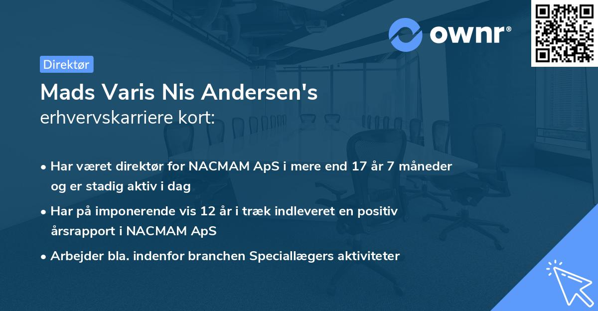 Mads Varis Nis Andersen's erhvervskarriere kort