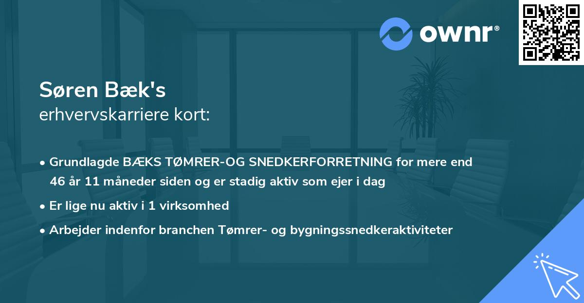 Søren Bæk's erhvervskarriere kort