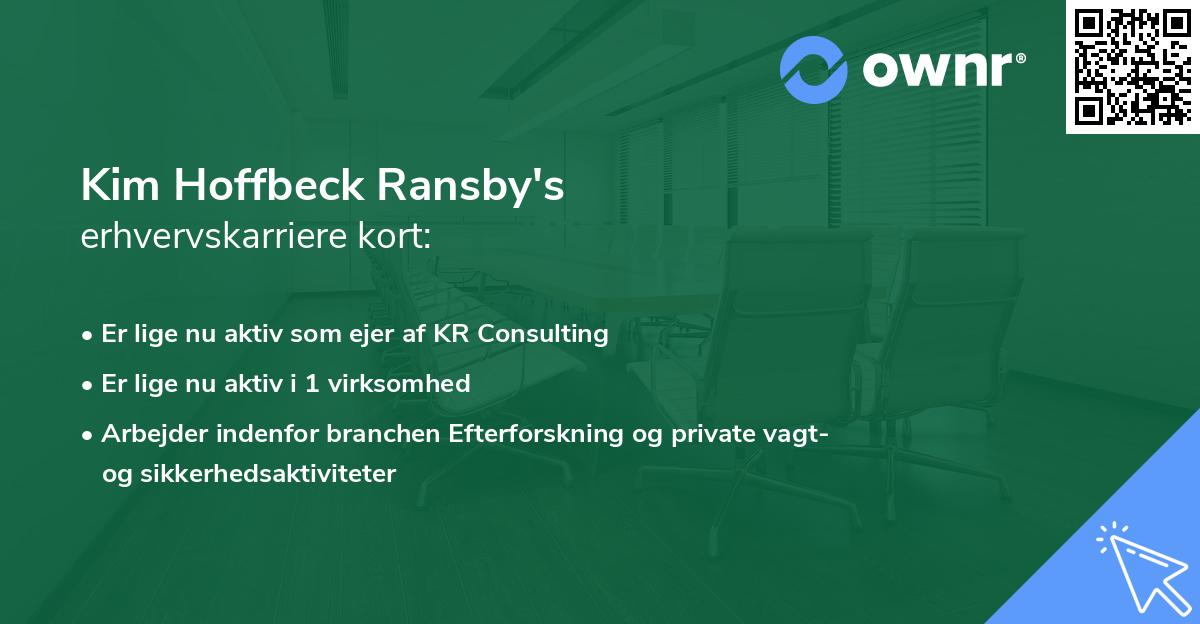 Kim Hoffbeck Ransby's erhvervskarriere kort