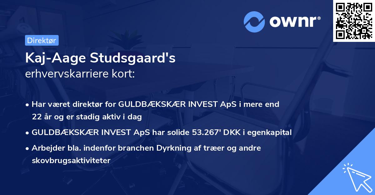 Kaj-Aage Studsgaard's erhvervskarriere kort