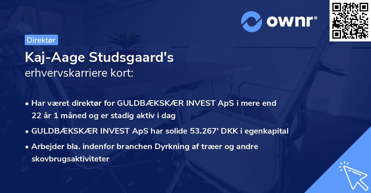 Kaj-Aage Studsgaard's erhvervskarriere kort