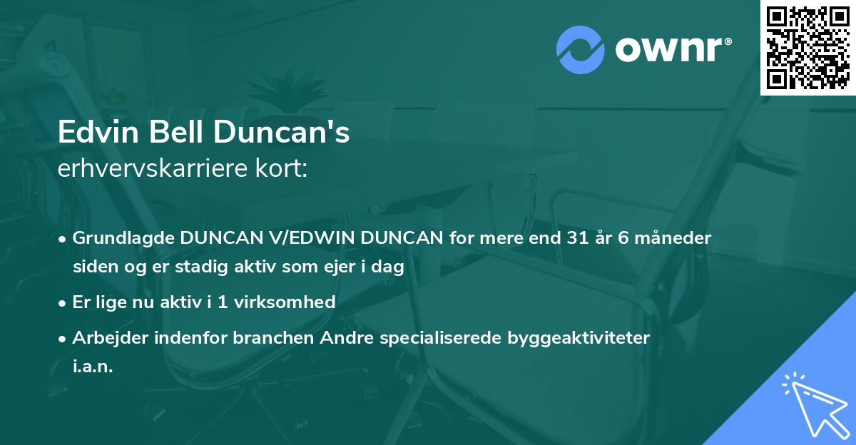 Edvin Bell Duncan's erhvervskarriere kort