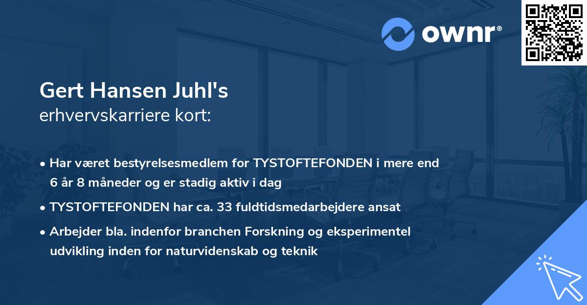 Gert Hansen Juhl's erhvervskarriere kort