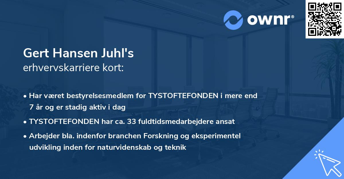 Gert Hansen Juhl's erhvervskarriere kort