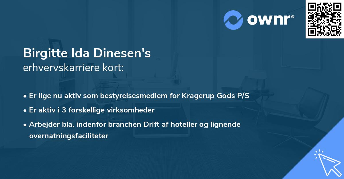 Birgitte Ida Dinesen's erhvervskarriere kort