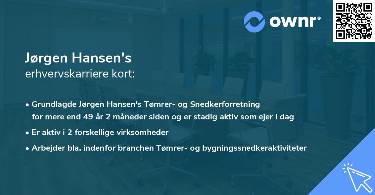 Jørgen Hansen's erhvervskarriere kort