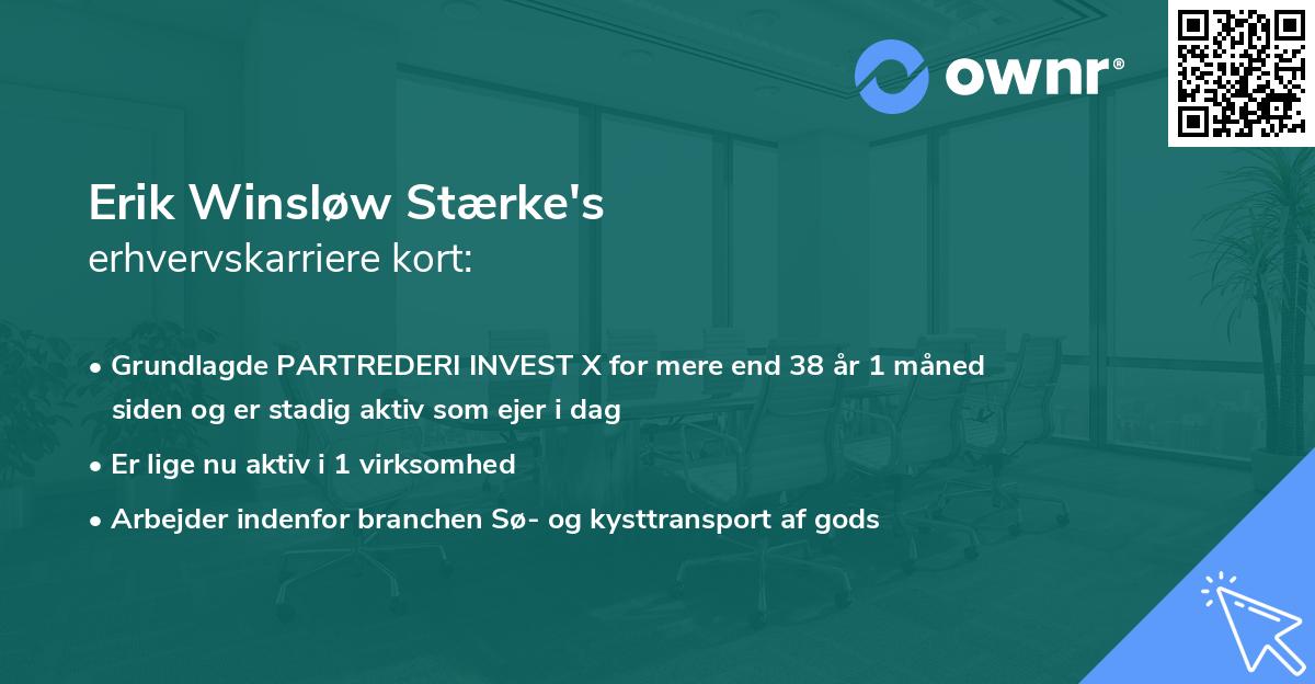 Erik Winsløw Stærke's erhvervskarriere kort