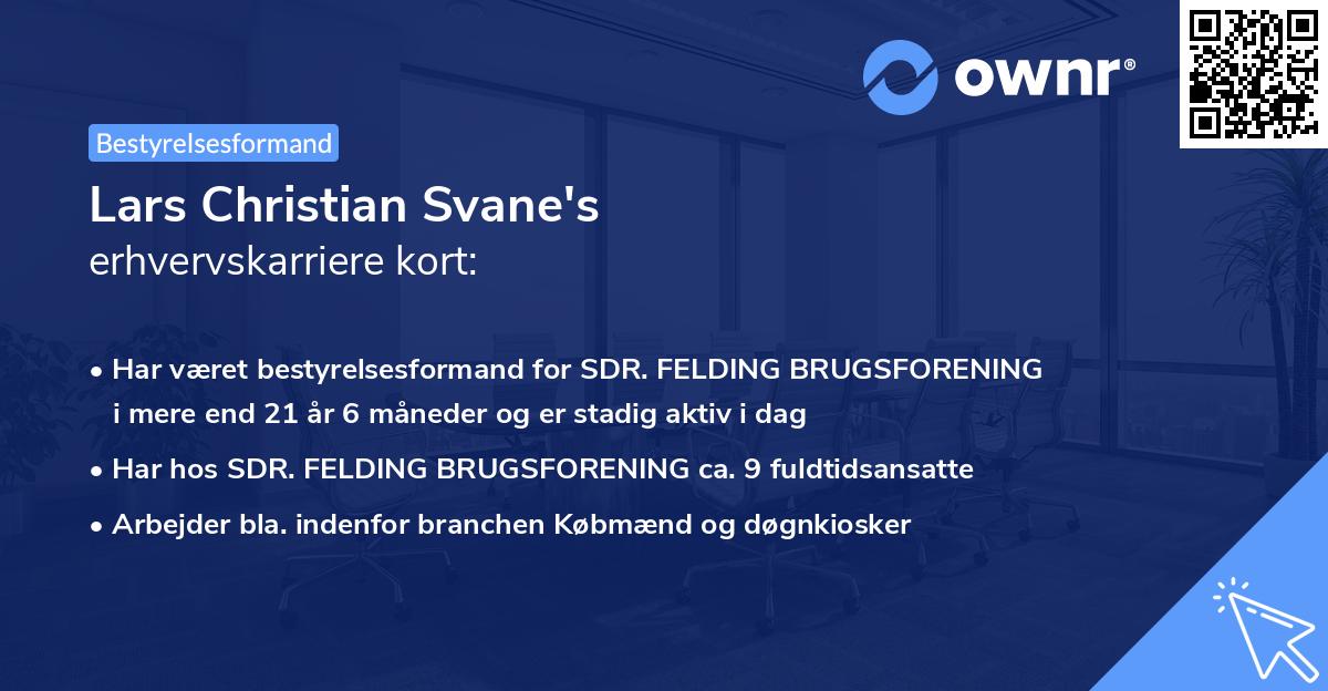 Lars Christian Svane's erhvervskarriere kort