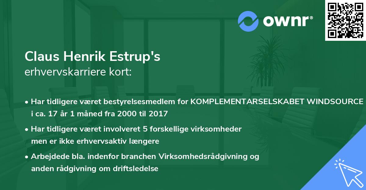 Claus Henrik Estrup's erhvervskarriere kort