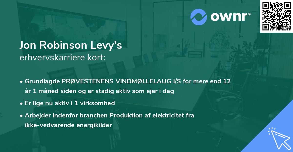 Jon Robinson Levy's erhvervskarriere kort
