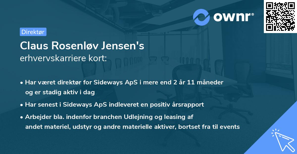 Claus Rosenløv Jensen's erhvervskarriere kort
