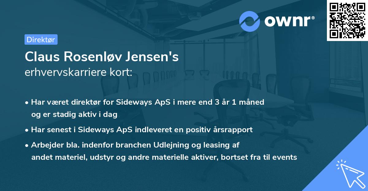 Claus Rosenløv Jensen's erhvervskarriere kort