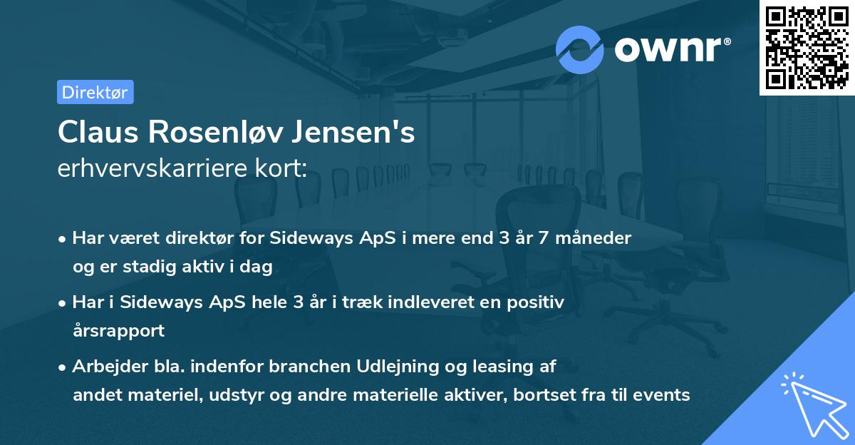 Claus Rosenløv Jensen's erhvervskarriere kort