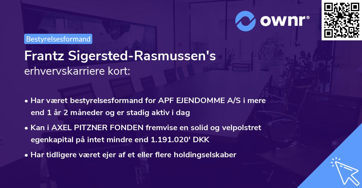 Frantz Sigersted-Rasmussen's erhvervskarriere kort