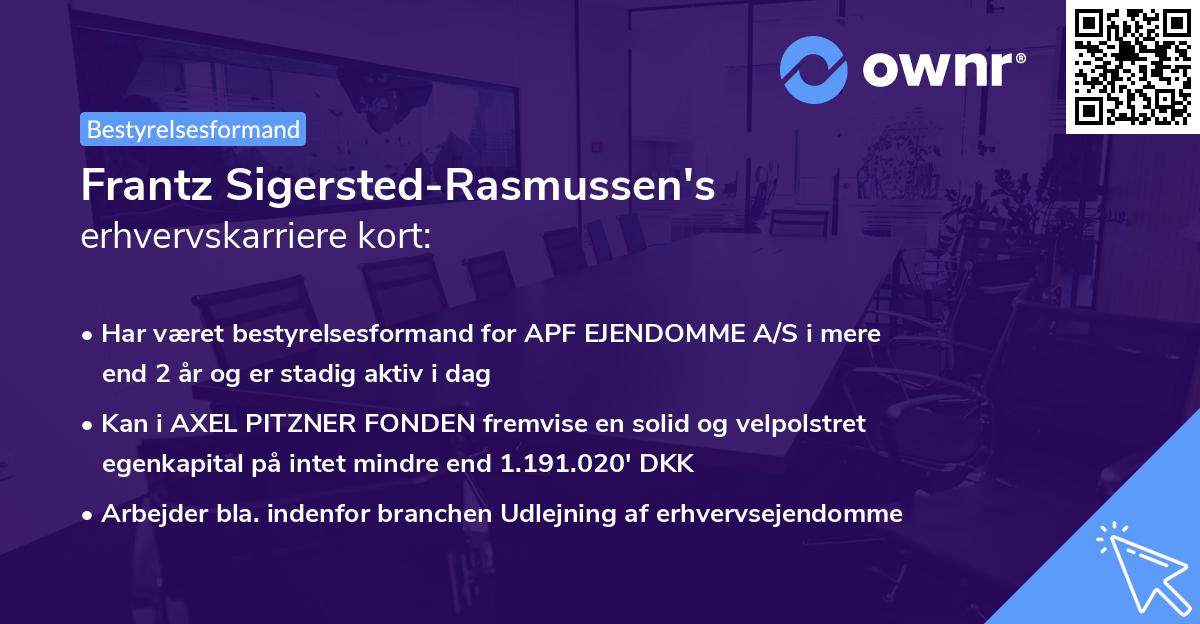 Frantz Sigersted-Rasmussen's erhvervskarriere kort