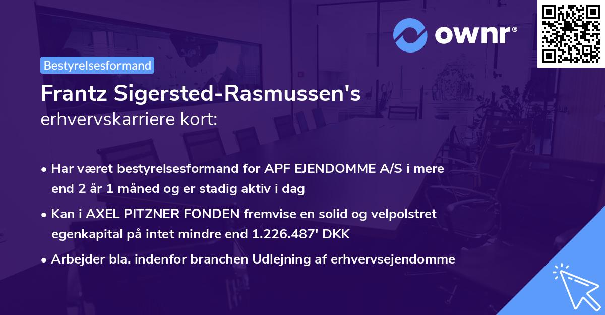 Frantz Sigersted-Rasmussen's erhvervskarriere kort