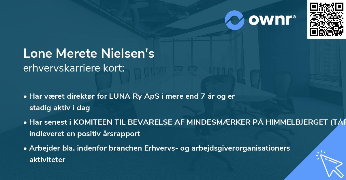 Lone Merete Nielsen's erhvervskarriere kort