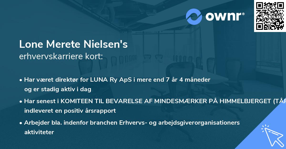 Lone Merete Nielsen's erhvervskarriere kort