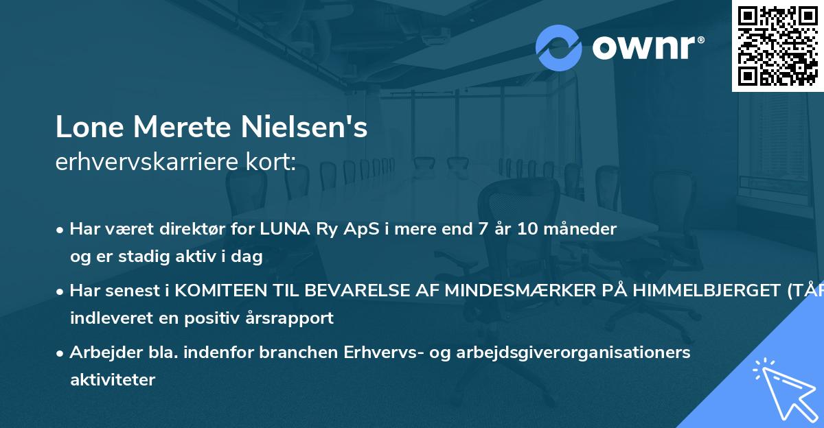 Lone Merete Nielsen's erhvervskarriere kort