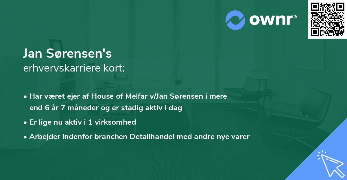Jan Sørensen's erhvervskarriere kort