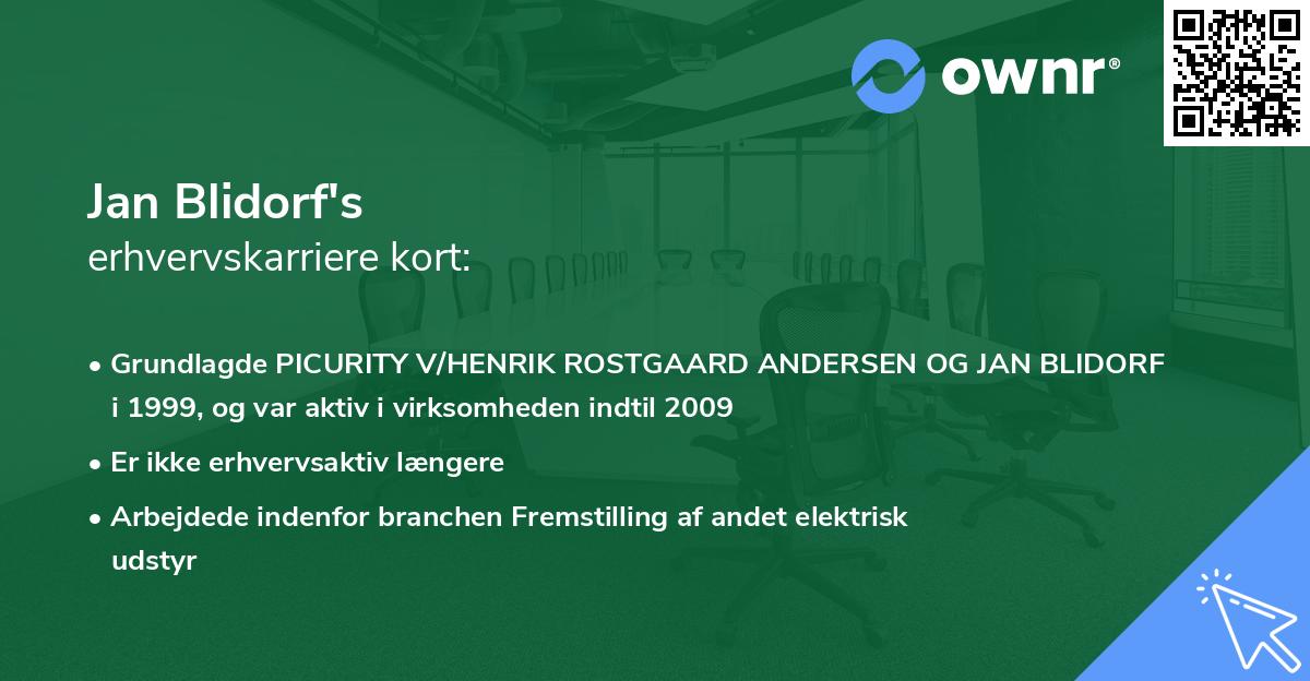 Jan Blidorf's erhvervskarriere kort