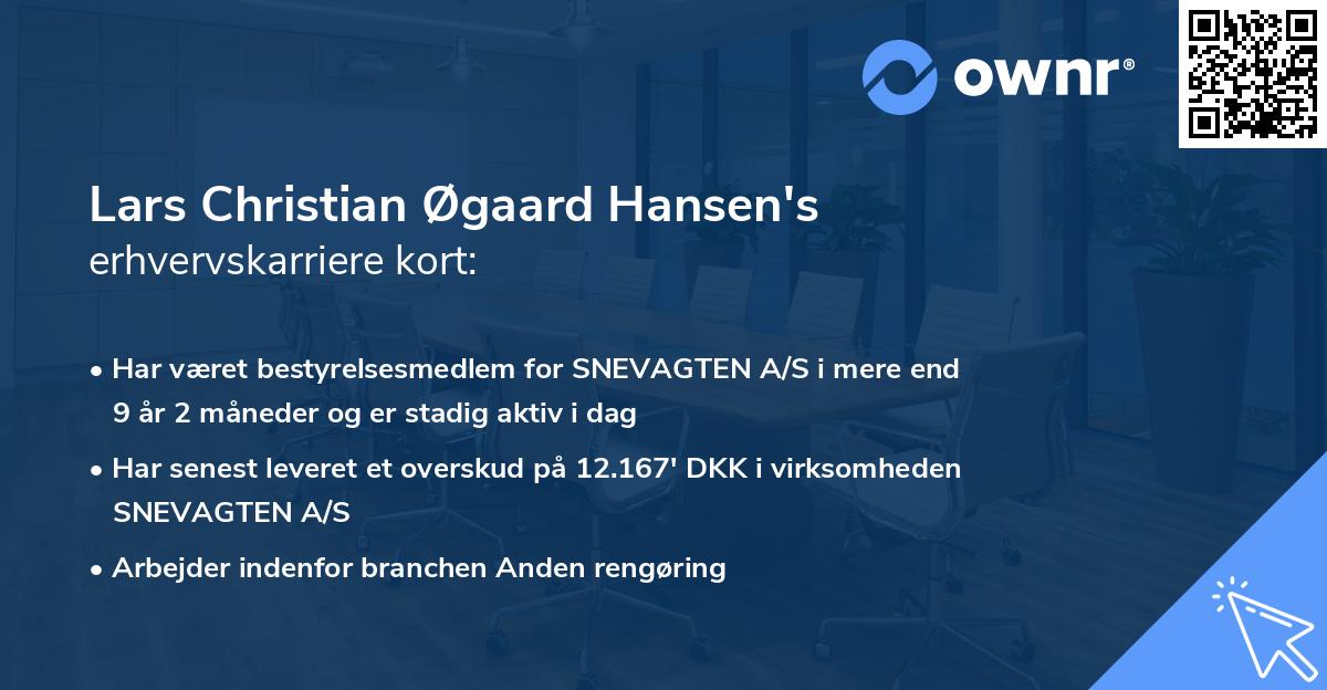 Lars Christian Øgaard Hansen's erhvervskarriere kort