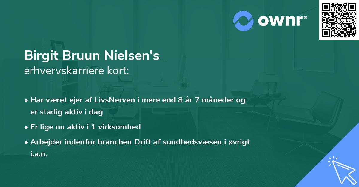 Birgit Bruun Nielsen's erhvervskarriere kort
